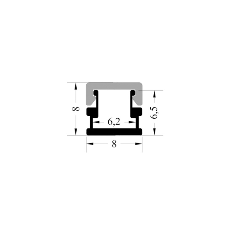 Aluminum groove 08mm wide 08mm high and ultra-narrow 6mm wide light strip line light hard light bar aluminum groove shell kit